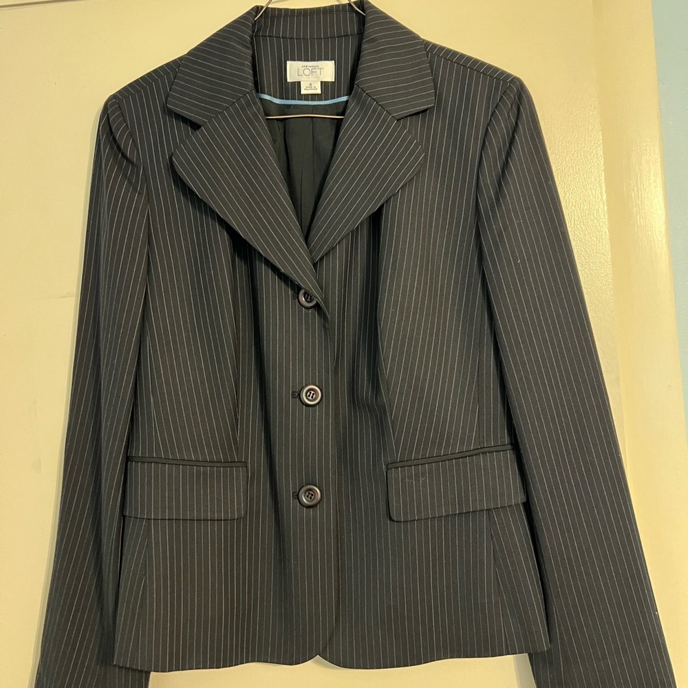 LOFT Women's Black Pinstripe Blazer